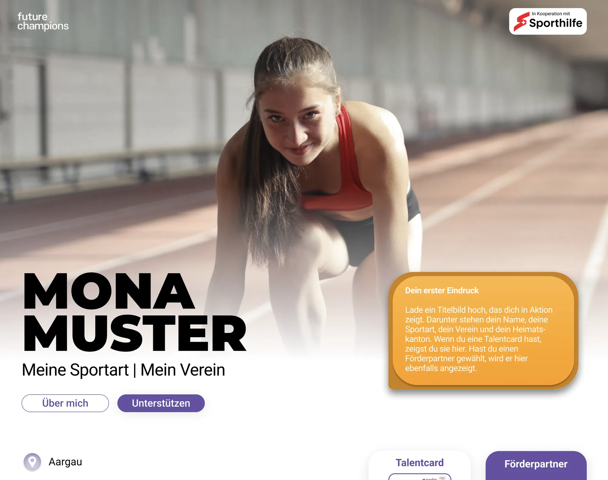 Beispielseite einer Athletenseite